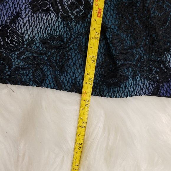 Le Chateau Blue Teal Strapless Sweetheart Black Lace Pockets Dress Cocktail S - Picture 10 of 11